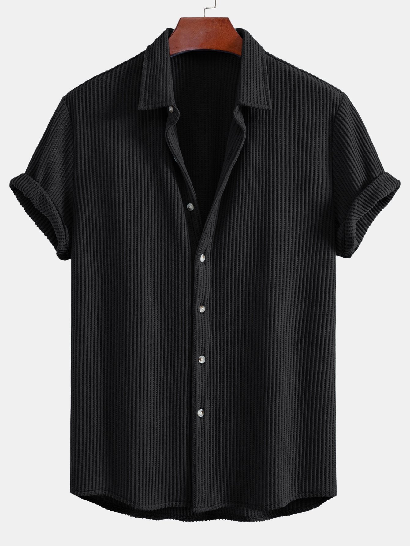 Button-Up Waffle Knit Shirt