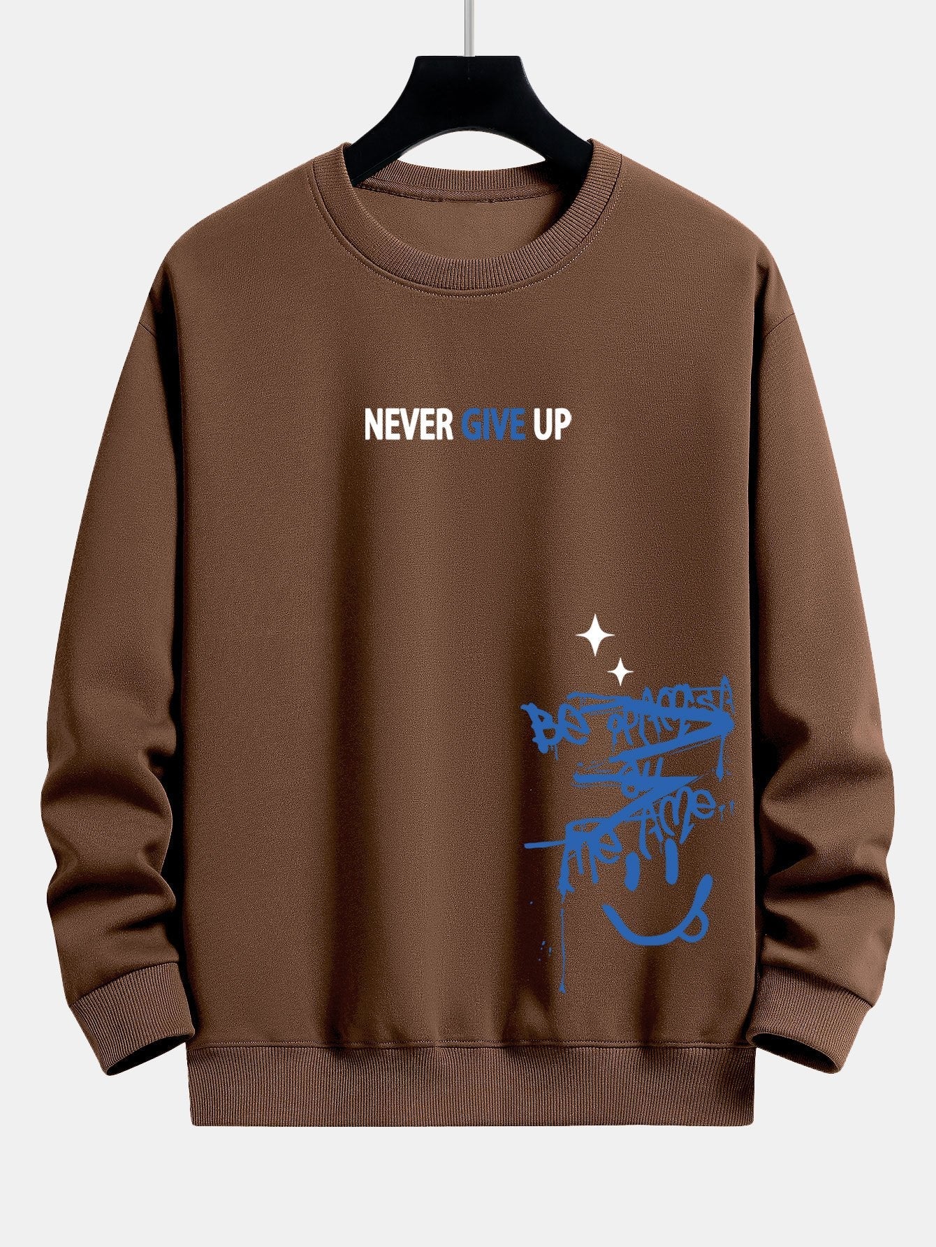 Stay Positive Smiley Face Relaxed Fit Sweatshirt
