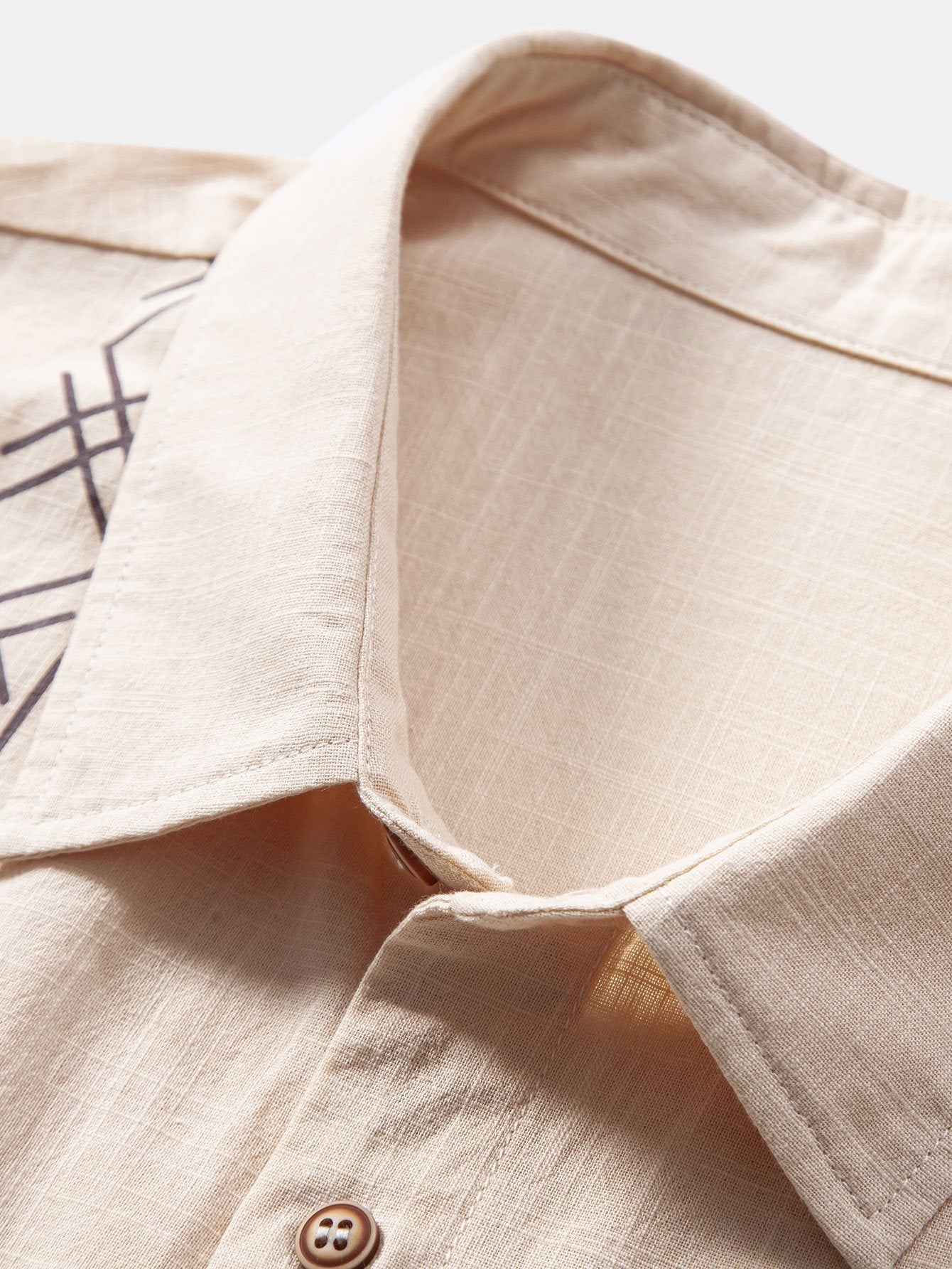 Geometric Patterned Linen-Style Shirt