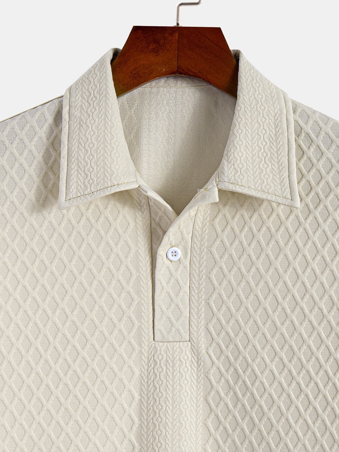 Geometric Jacquard Polo with Rhombus Design