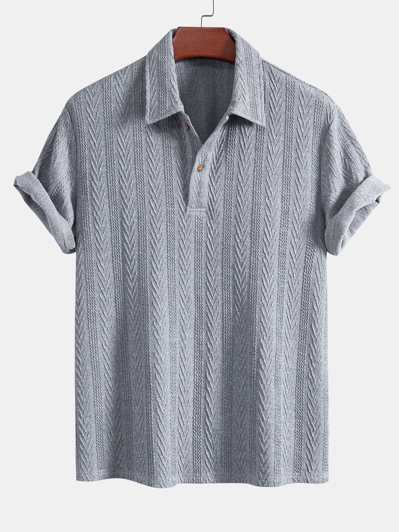 Geometric Jacquard Knit Polo