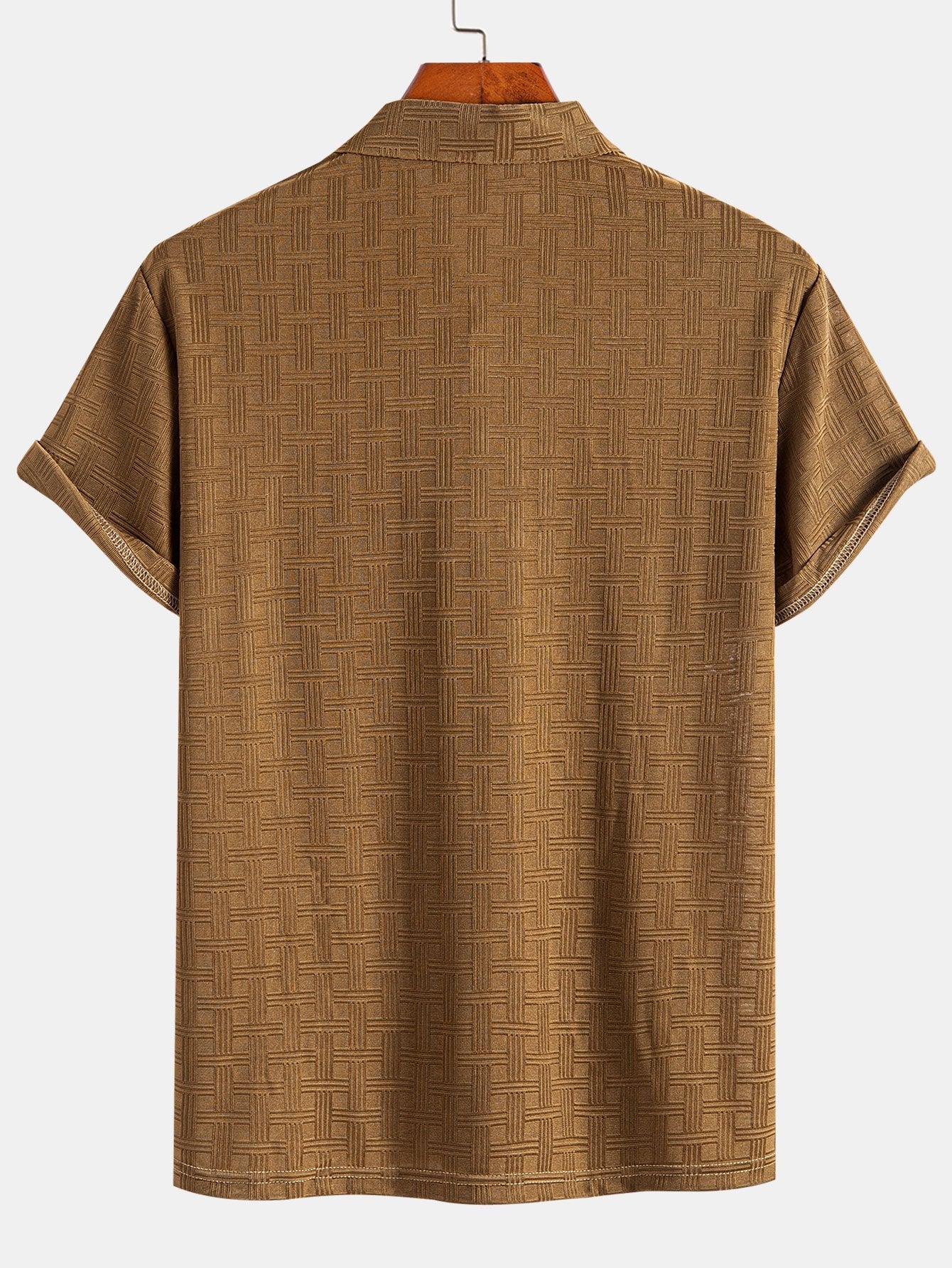 Textured Knit Polo Shirt with Short Sleeves