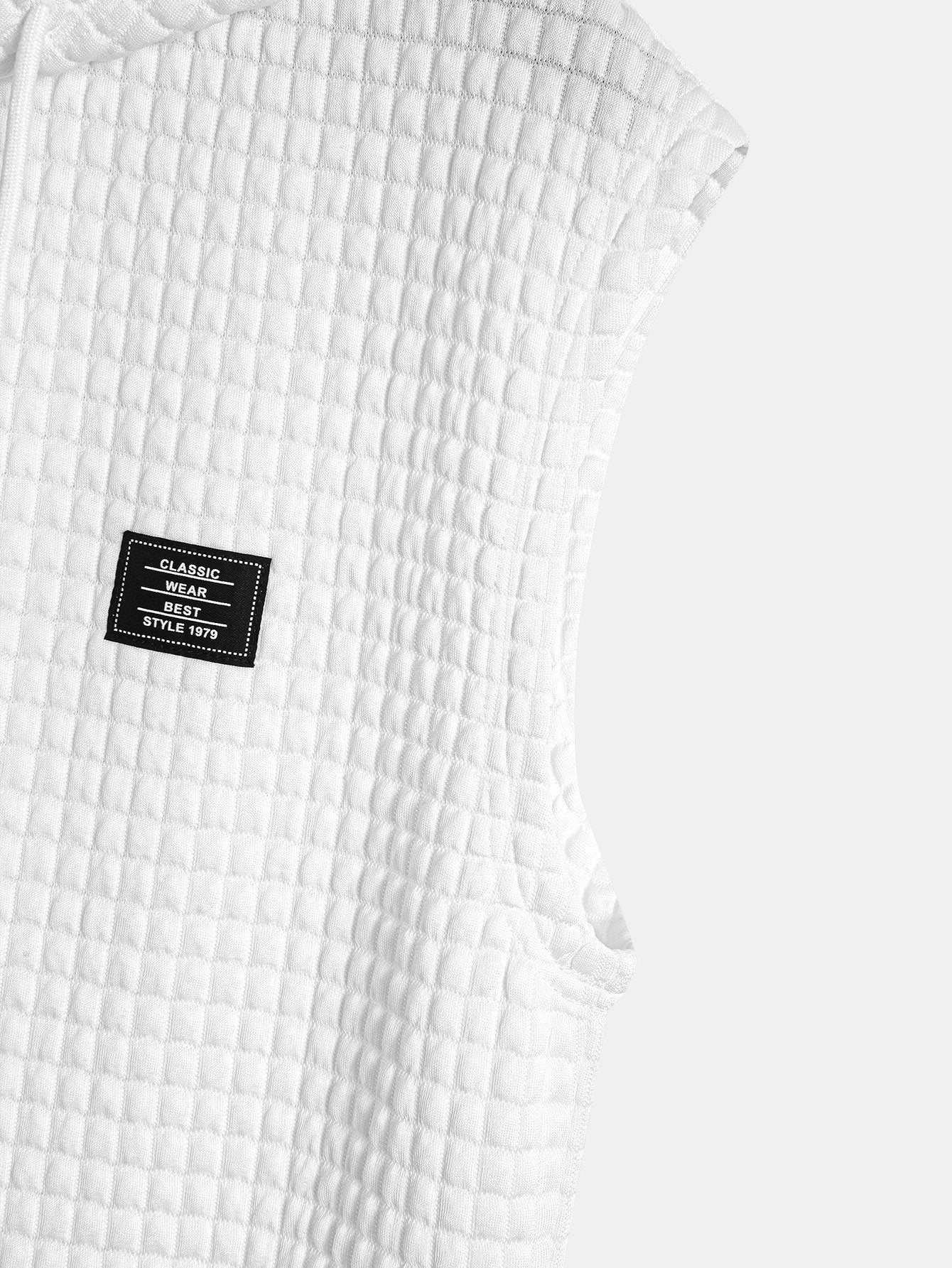 sleeveless Waffle Knit Hooded Vest