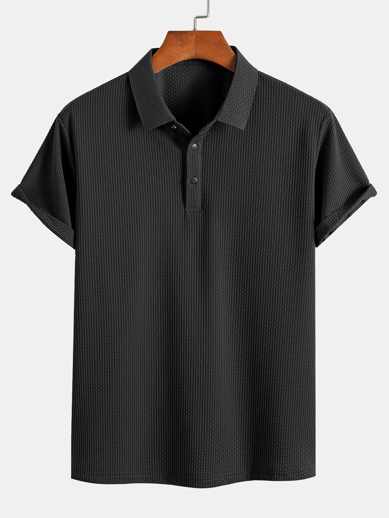 Textured Short Sleeve Polo Shirt