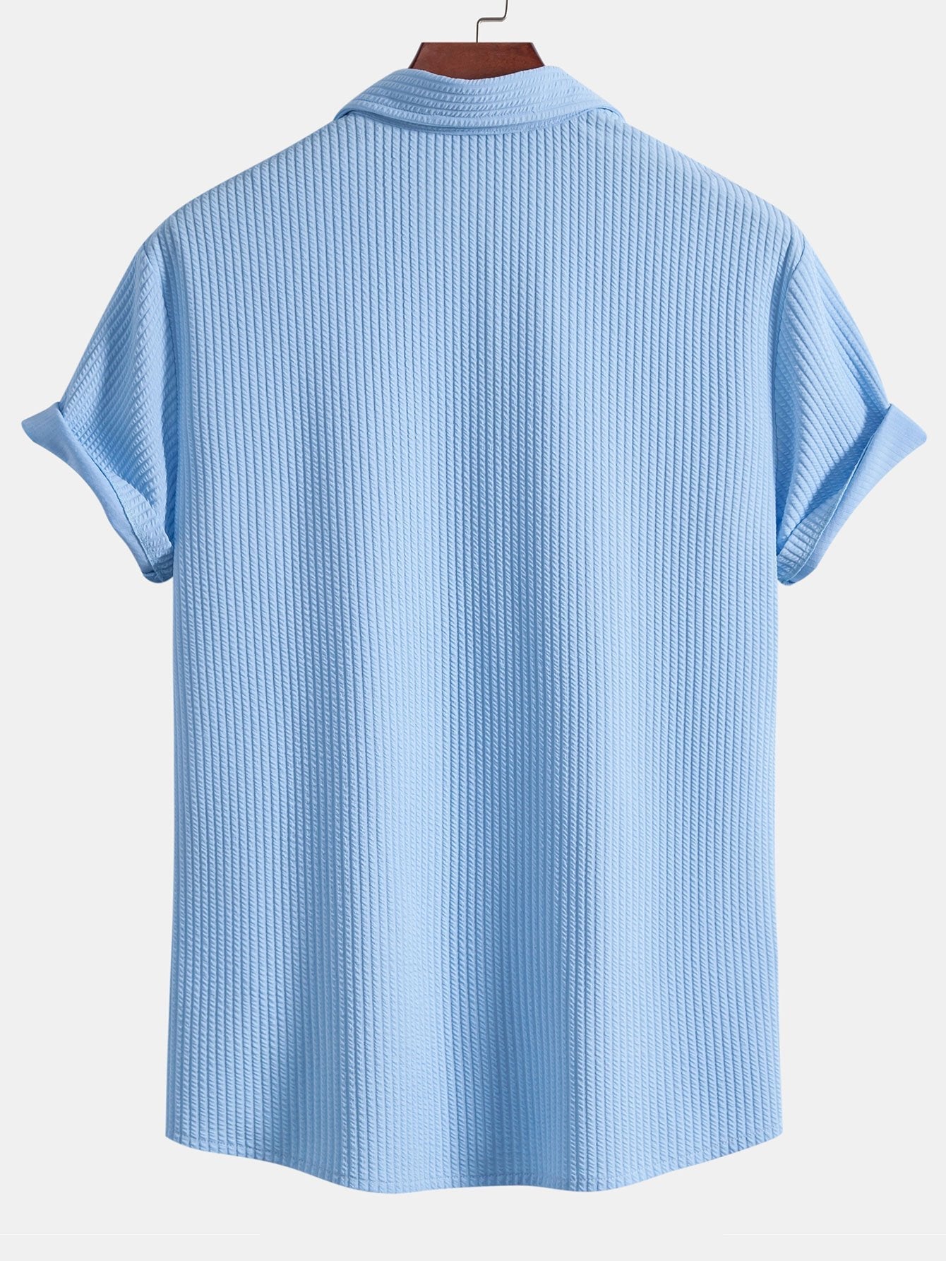 Ribbed Button-Up Shirt and Shorts Set in Muscle Fit
