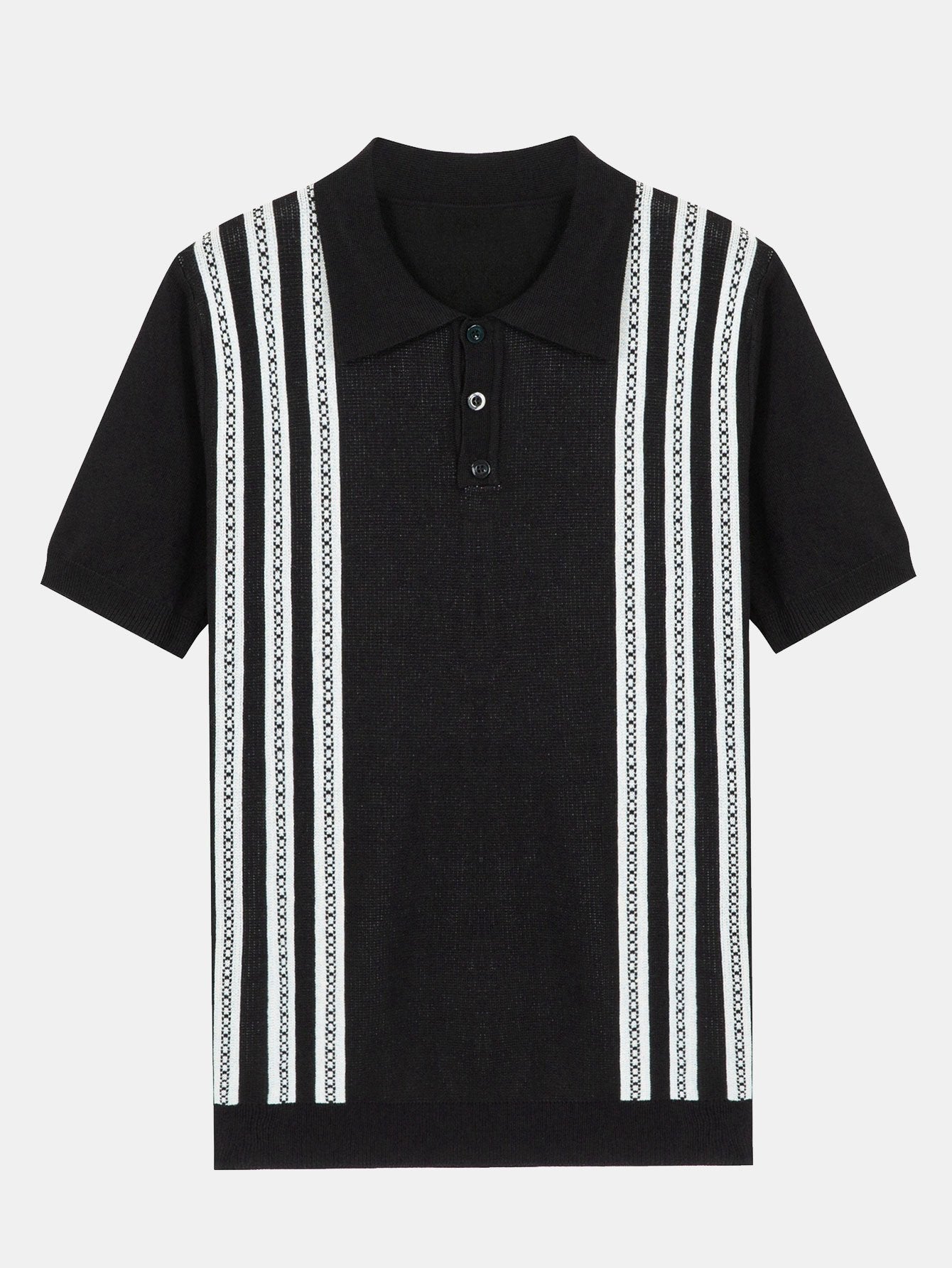 Striped Short-Sleeve Polo Sweater