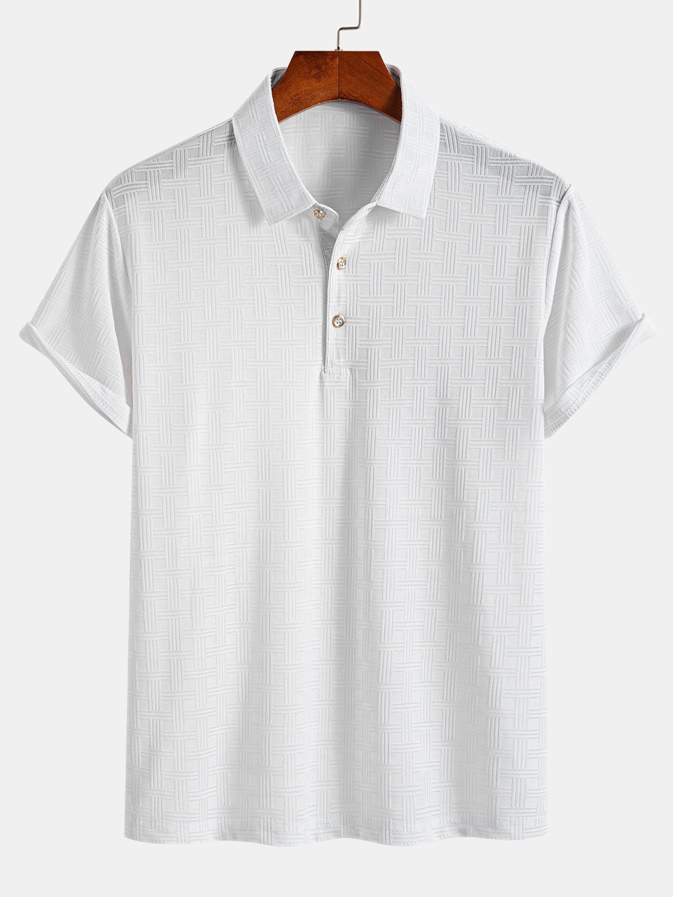Textured Knit Polo Shirt with Short Sleeves