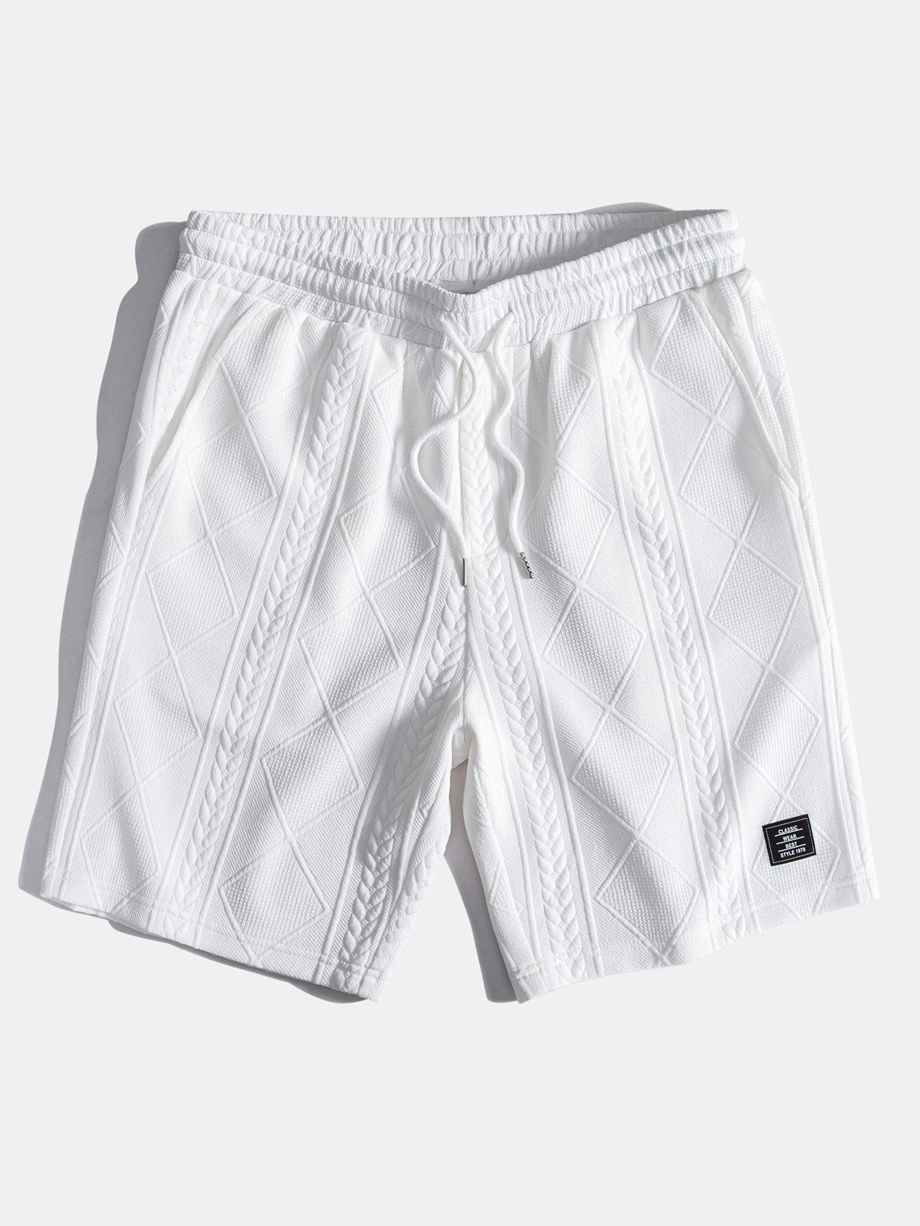 Geometric Patterned Drawstring Shorts