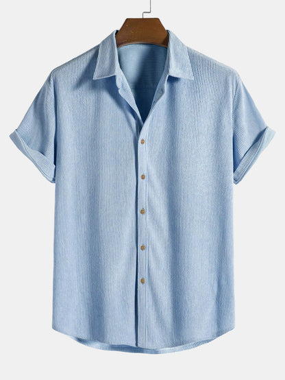 Short Sleeve Corduroy Button-Up Shirt