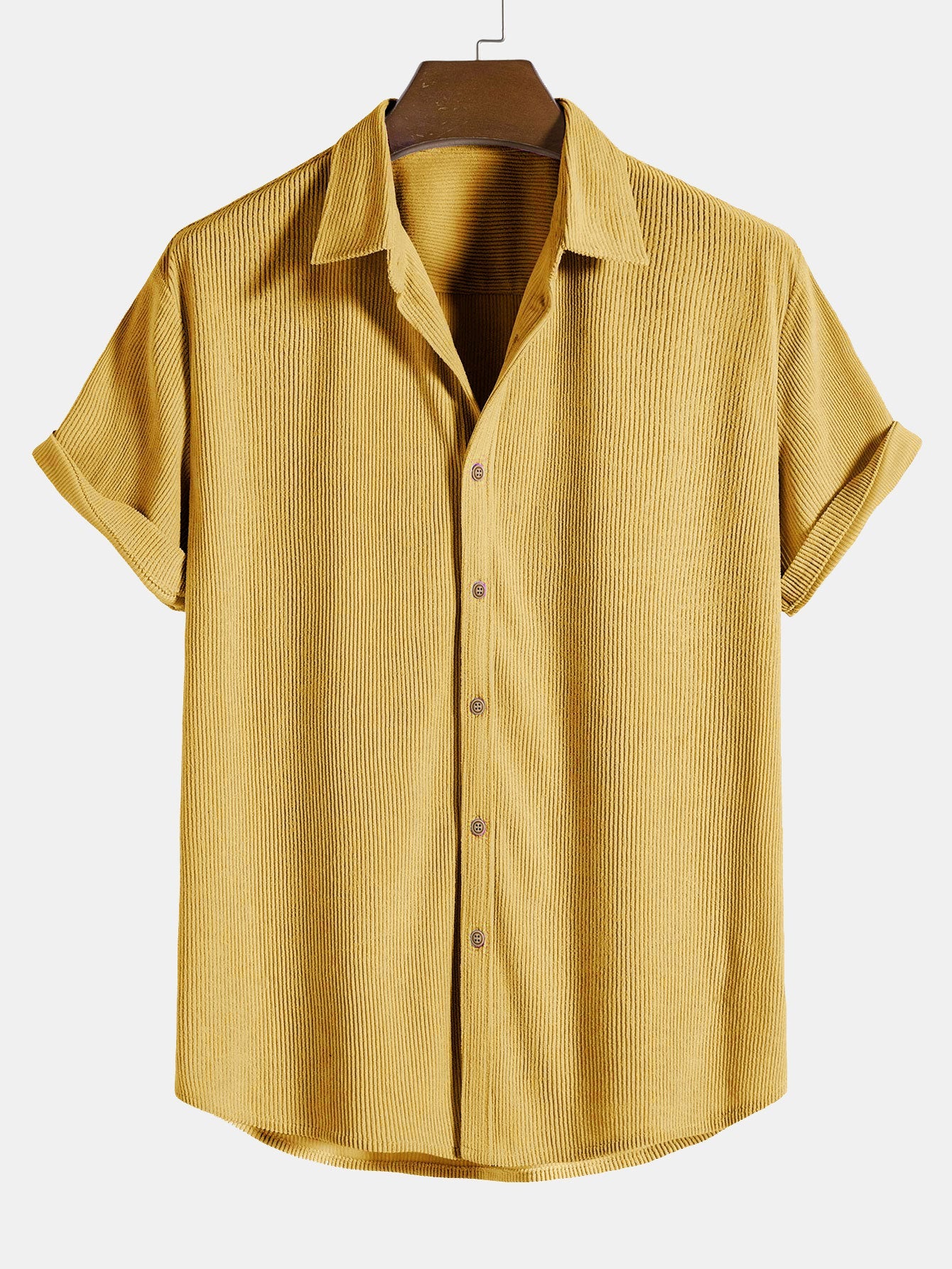 Short Sleeve Corduroy Button-Up Shirt