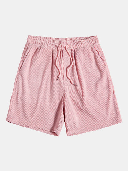 Short-Sleeve Corduroy Button-Up Shirt with Matching Shorts