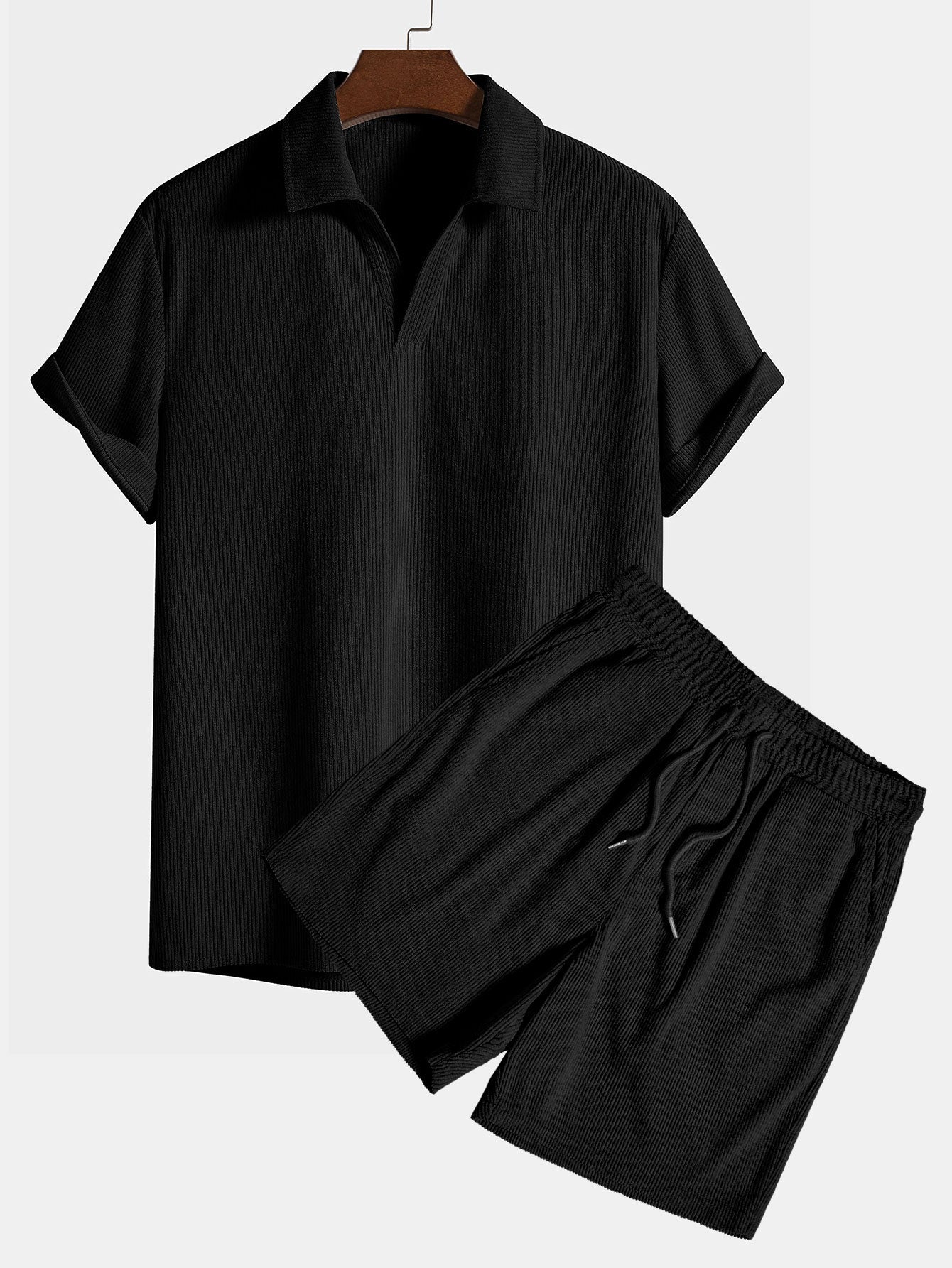 Short Sleeve Corduroy Polo and Matching Corduroy Shorts Set