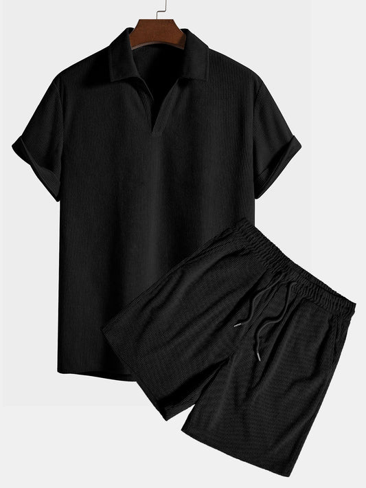 Short Sleeve Corduroy Polo and Matching Corduroy Shorts Set