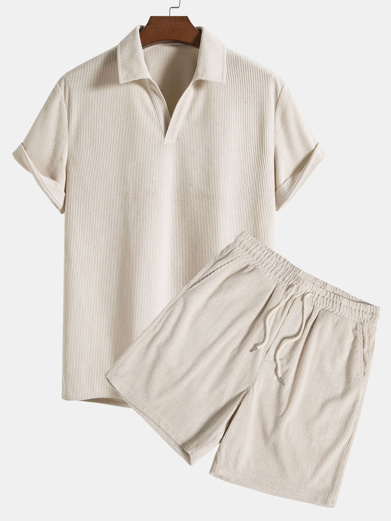 Short Sleeve Corduroy Polo and Matching Corduroy Shorts Set