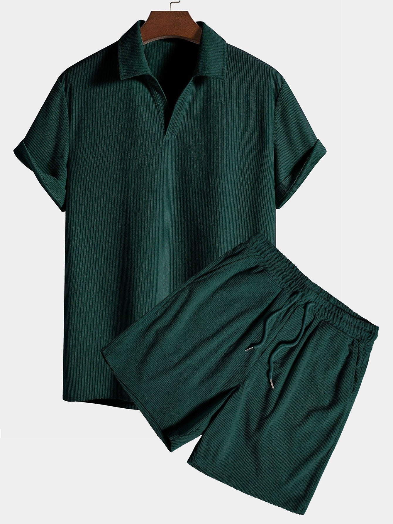 Short Sleeve Corduroy Polo and Matching Corduroy Shorts Set