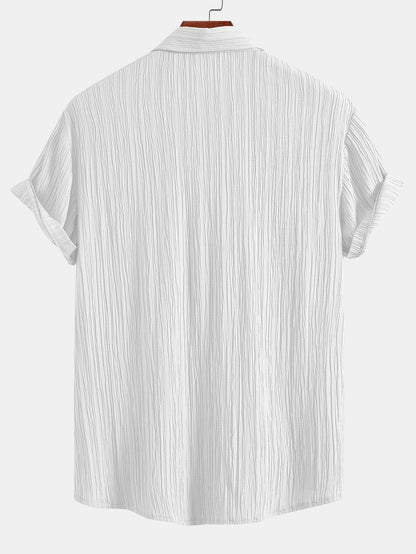 Textured Button-Up Shirt with Wrinkle Finish