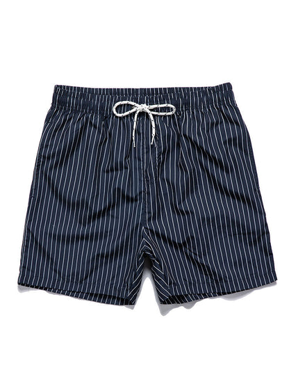 Button-Up Shirt with Palm Tree Print & Striped Swim Shorts