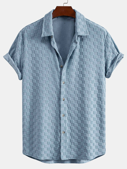 Checkerboard Terry Cloth Shirt and Shorts Set