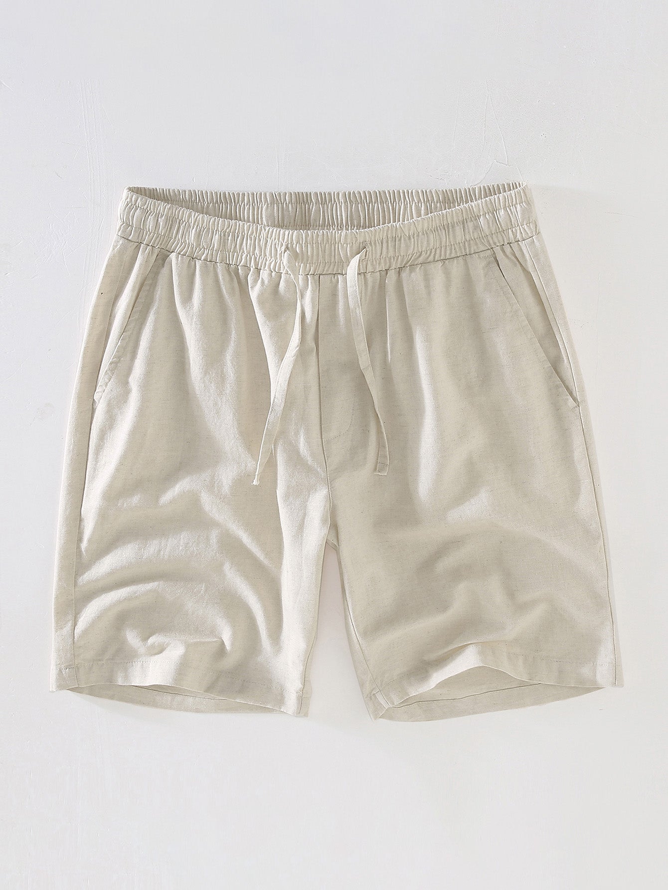 Striped Button-Up Shirt in Cotton Blend with Linen Drawstring Shorts