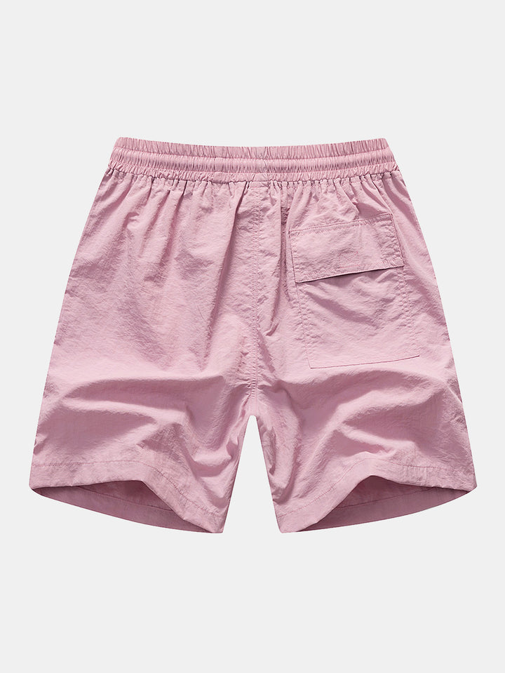 Button-Up Shirt and Swim Shorts Set with Palm Tree and Seagull Print