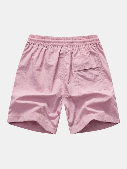 Button-Up Shirt and Swim Shorts Set with Palm Tree and Seagull Print