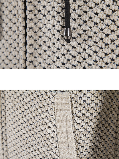 Textured Hooded Sweater with Extended Length