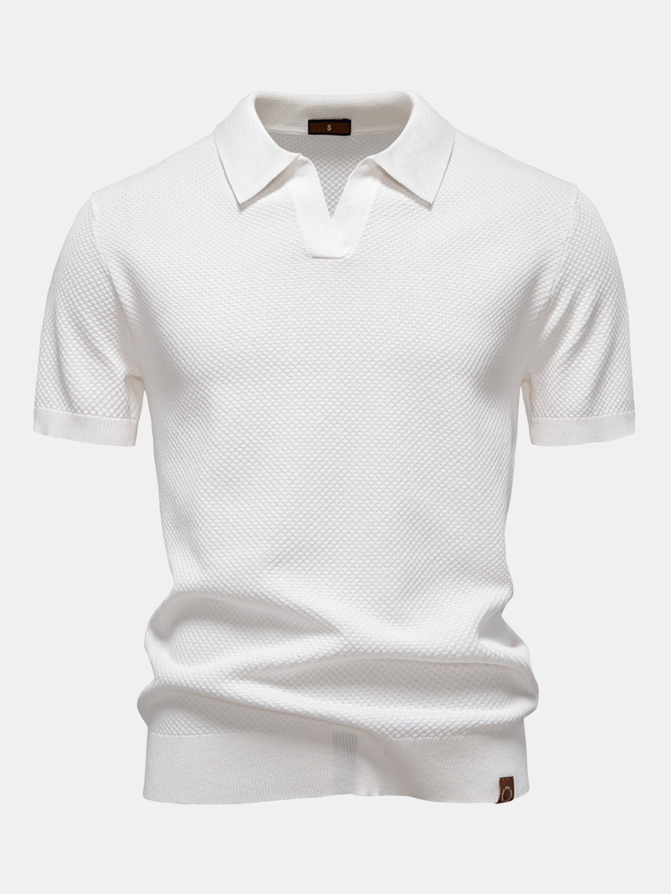 Pineapple Patterned Knit V-Neck Polo