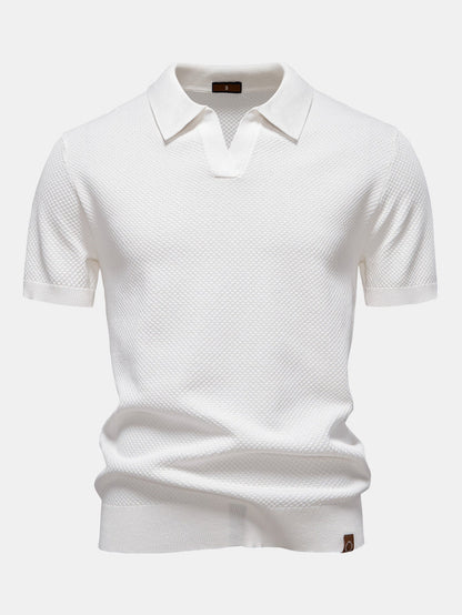 Pineapple Patterned Knit V-Neck Polo