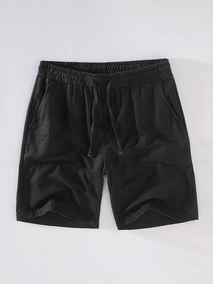 Geometric Jacquard Cuban Shirt with Linen Drawstring Shorts