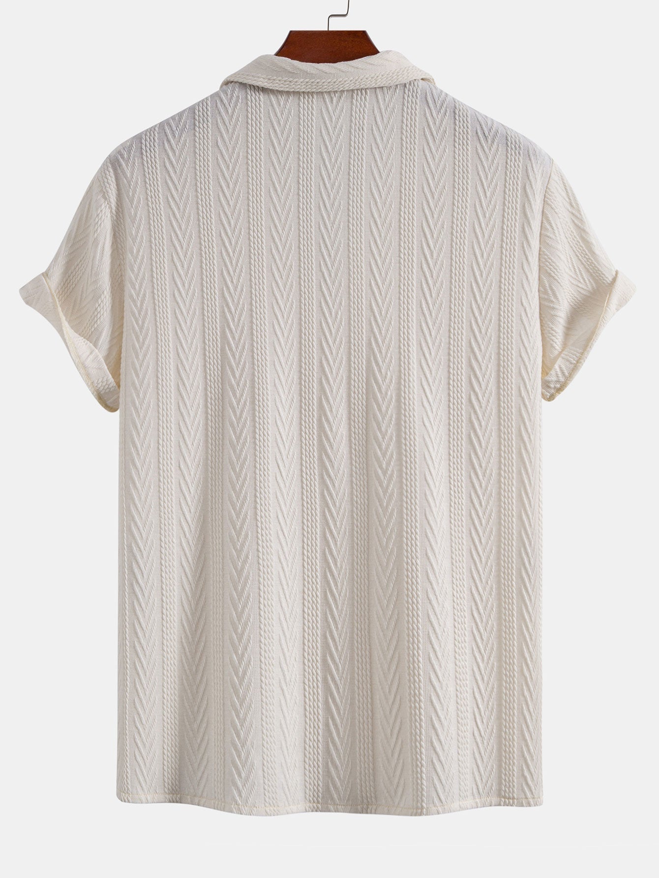 Textured Jacquard Cuban Shirt with Wrinkle-Resistant Straight Leg Pants