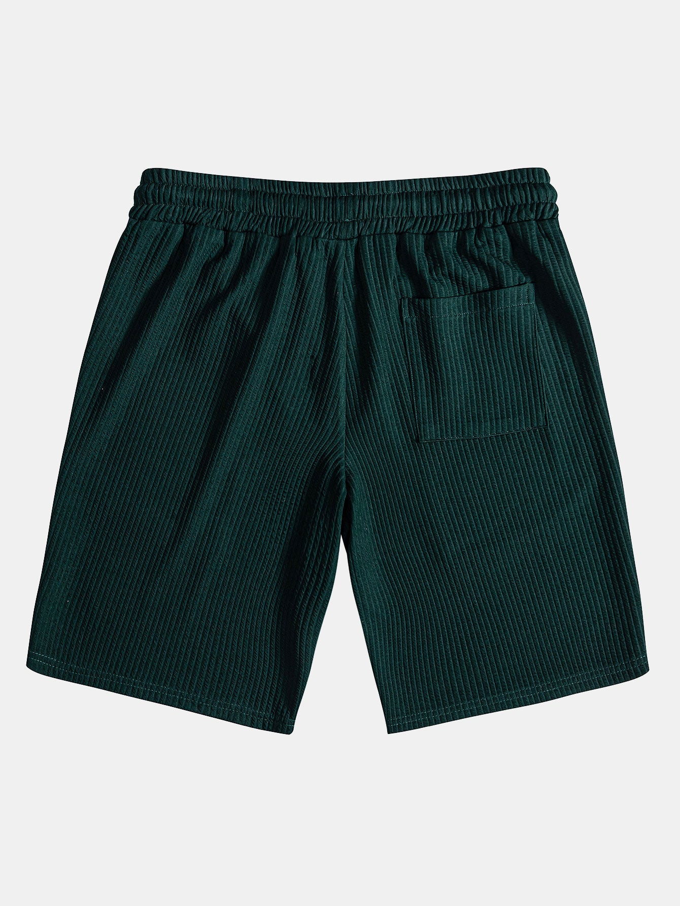 Ribbed Button-Up Shirt and Shorts Set in Muscle Fit