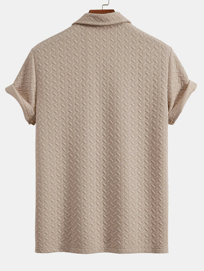 Geometric Jacquard Polo Shirt and Shorts Set