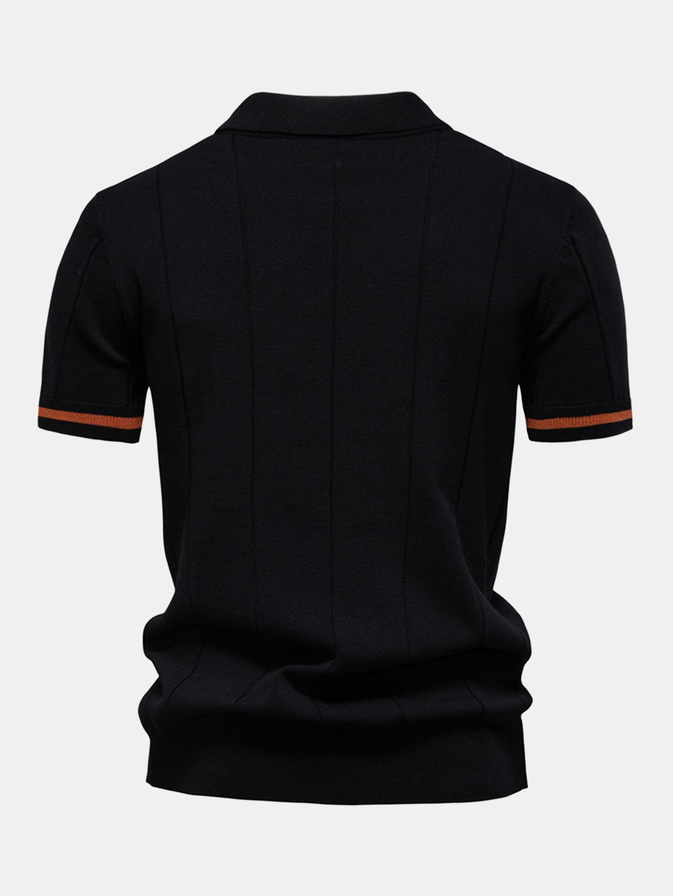 Zipper Knit Polo Shirt with Contrast Trim