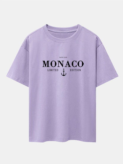 Monaco Oversized T-Shirt with Slogan Print and Drop Shoulders