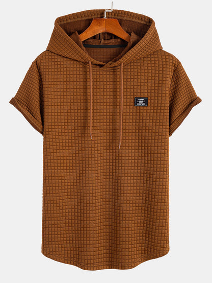 Waffle Knit Hooded T-Shirt with Arc Hem