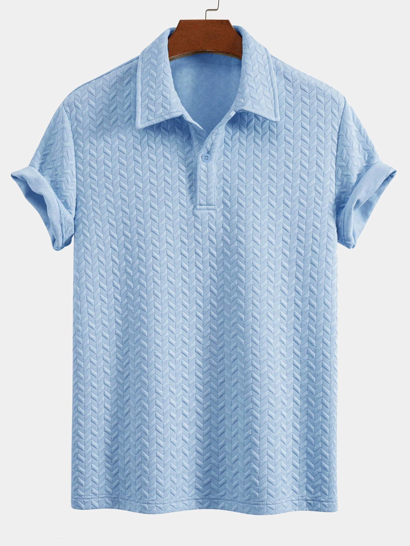 Geometric Jacquard Polo Shirt and Shorts Set