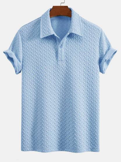 Geometric Jacquard Polo Shirt and Shorts Set