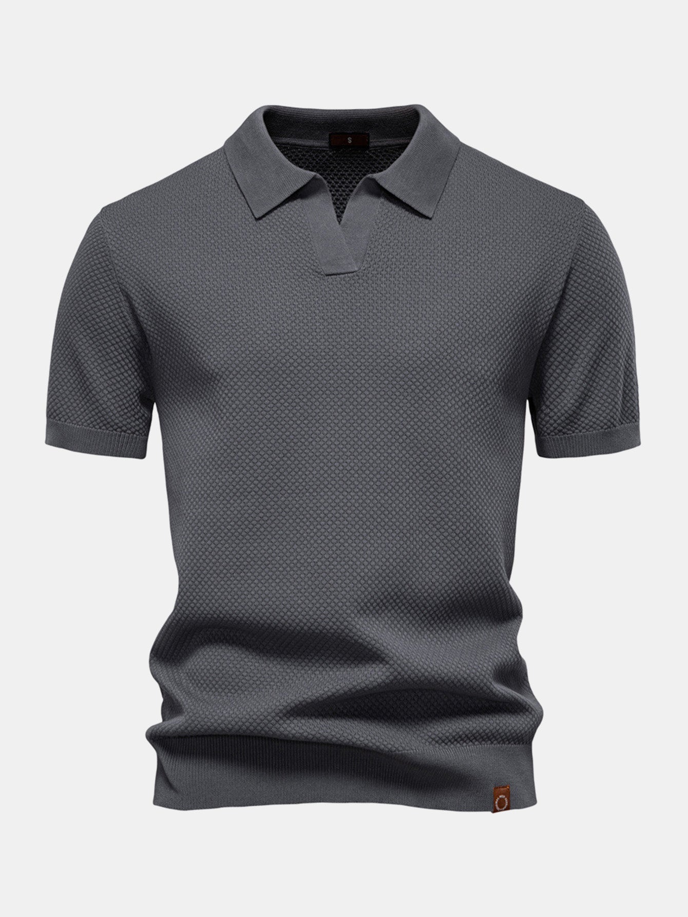 Pineapple Patterned Knit V-Neck Polo