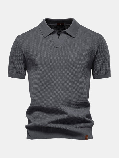 Pineapple Patterned Knit V-Neck Polo