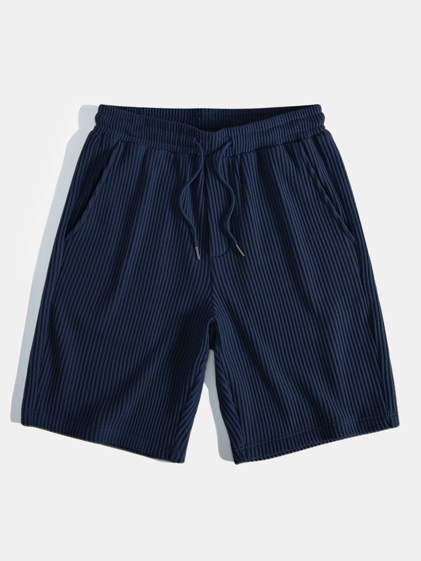 Waffle Button-Up Shirt with Matching Drawstring Waffle Shorts