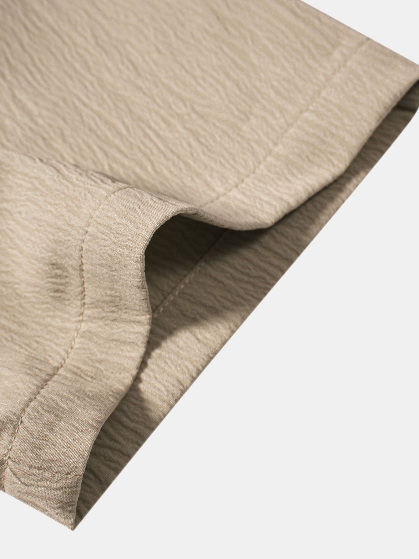 Textured V-Neck Shirt & Straight Leg Pants with Wrinkle Finish