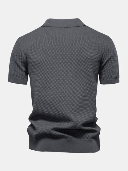Pineapple Patterned Knit V-Neck Polo