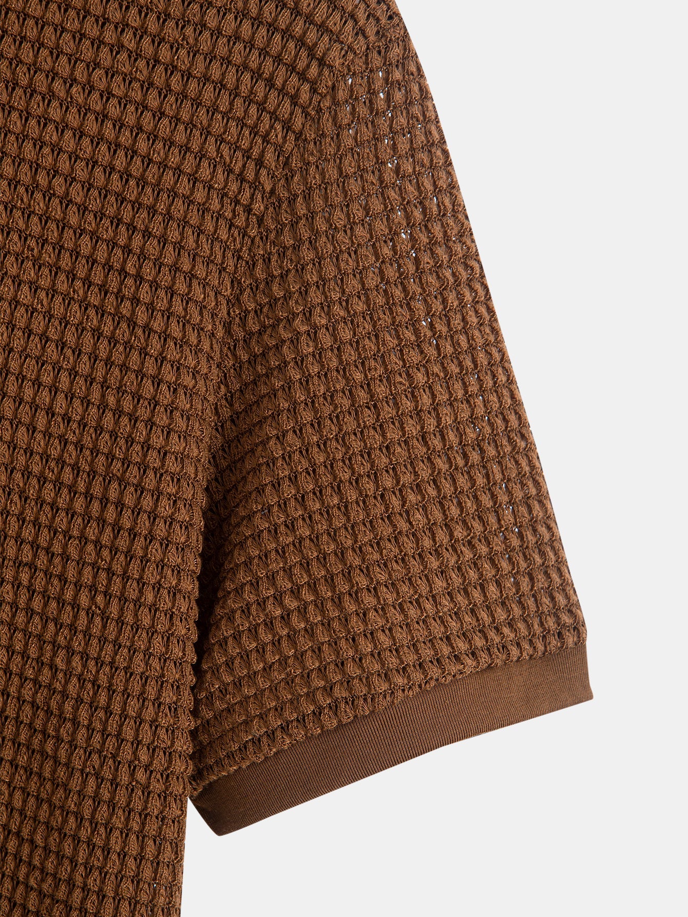 Short Sleeve Waffle Knit T-Shirt with Ribbed Hem