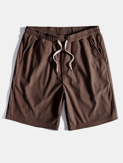 Corduroy Cuban Shirt and Shorts Set with Short Sleeves