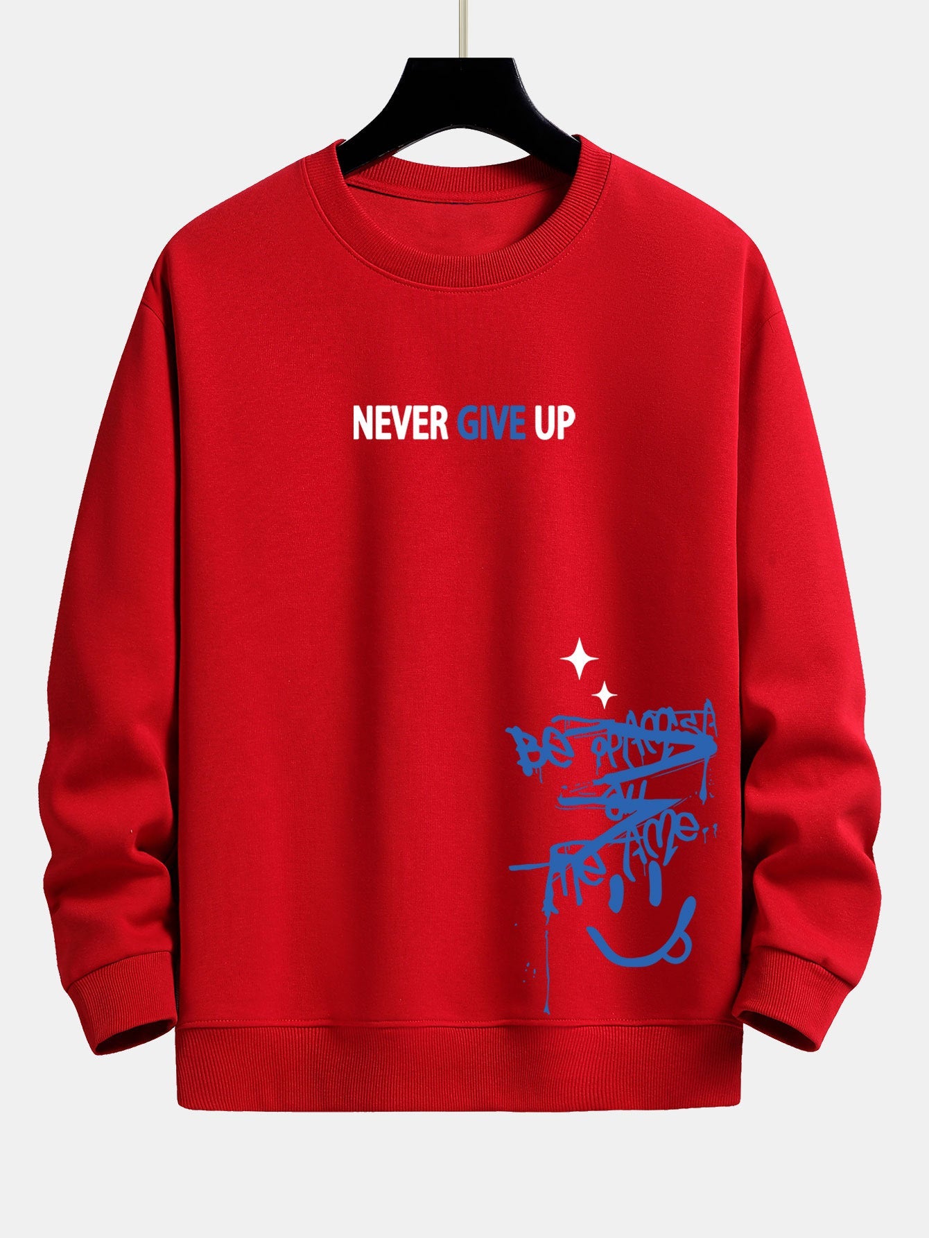 Stay Positive Smiley Face Relaxed Fit Sweatshirt