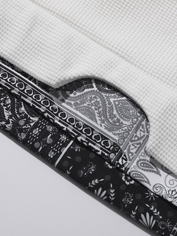 Paisley Pattern Waffle Knit Sweatshirt