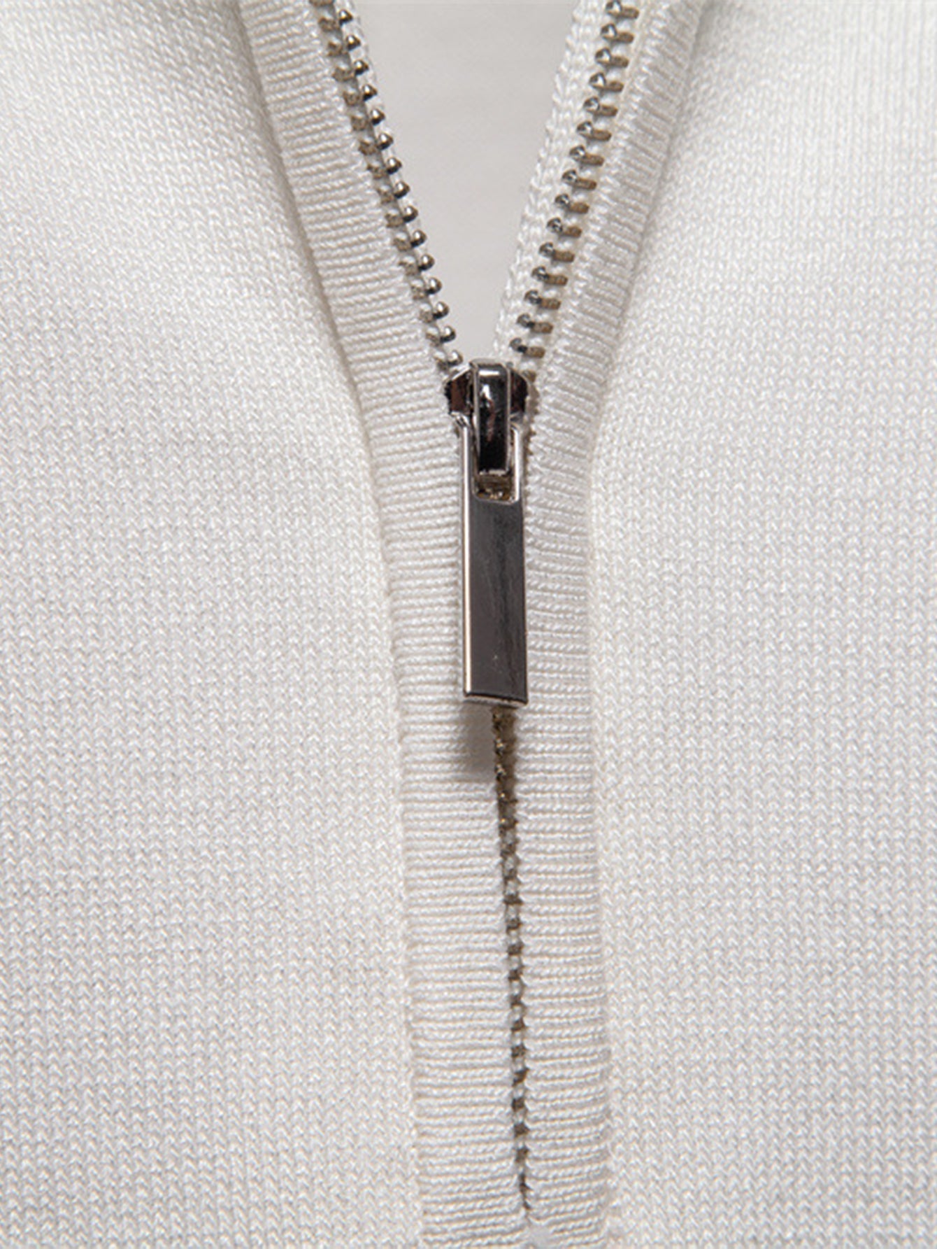 Zipper Knit Polo Shirt with Contrast Trim