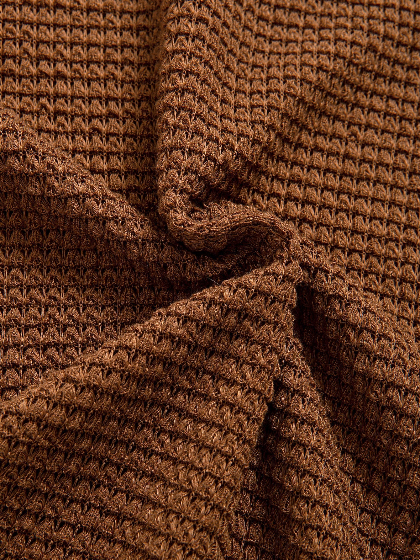 Short Sleeve Waffle Knit T-Shirt with Ribbed Hem