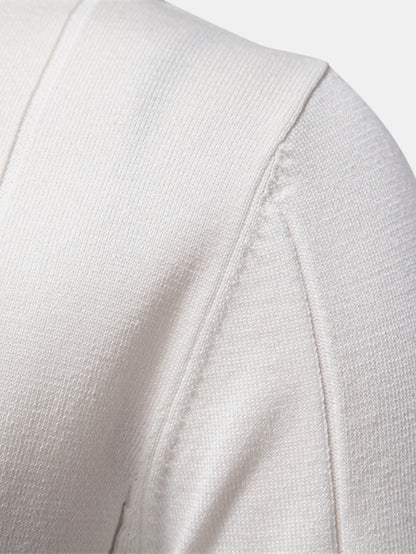 Zipper Knit Polo Shirt with Contrast Trim