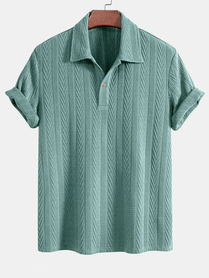Geometric Jacquard Knit Polo